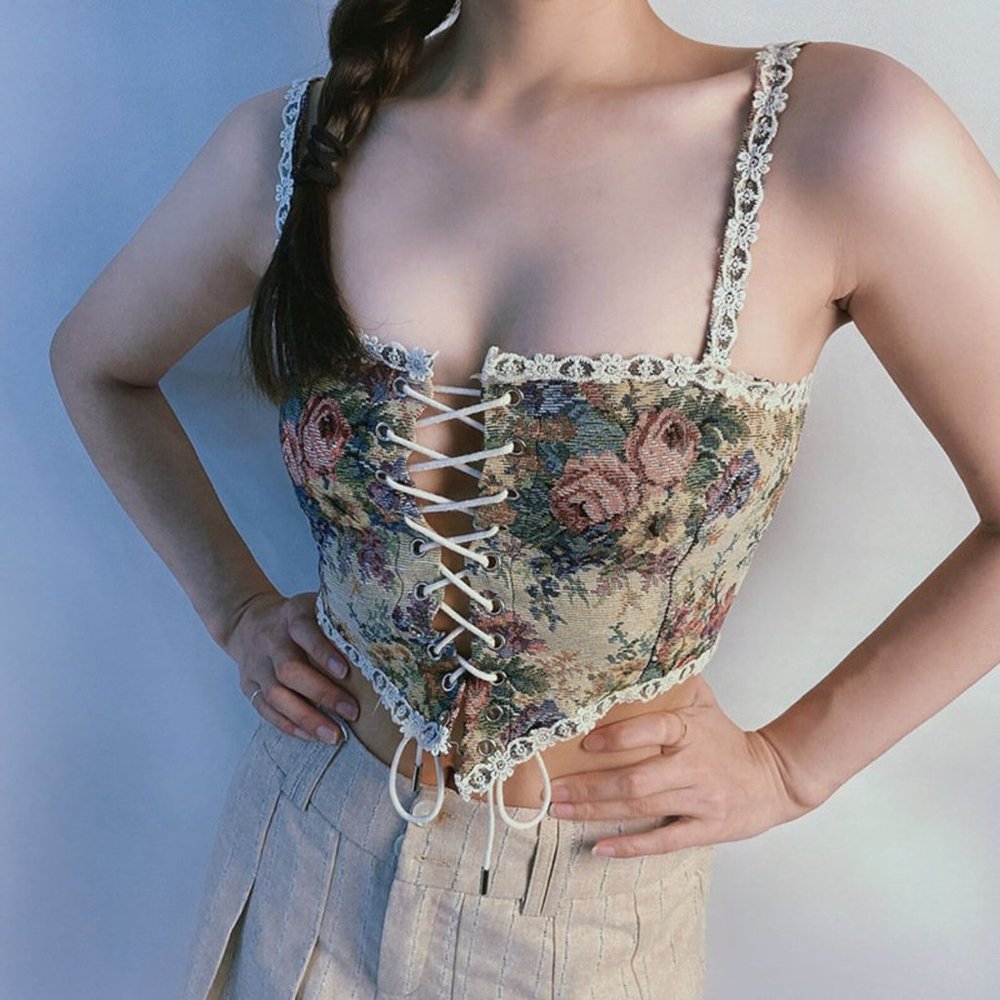Vintage Floral Corset Top